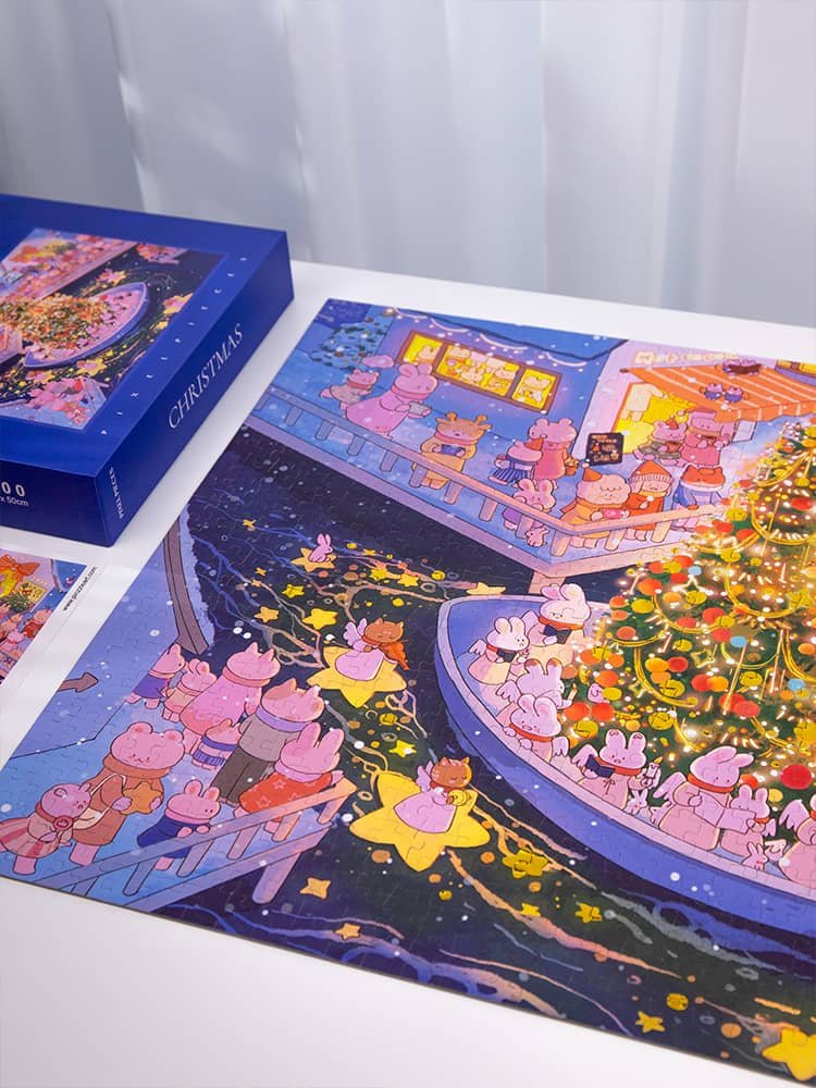 Christmas Night Jigsaw Puzzle 02 (2) Pixel Pieces-Christmas Night-02 1000 Piece Puzzle