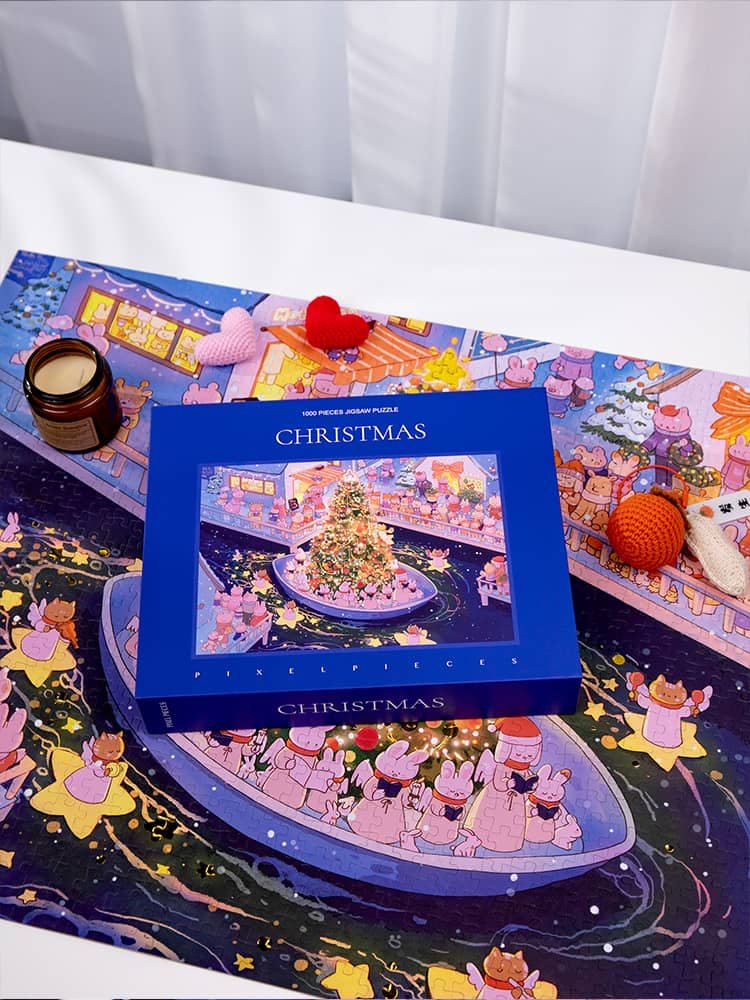 Christmas Night Jigsaw Puzzle 02 (3) Pixel Pieces-Christmas Night-02 1000 Piece Puzzle