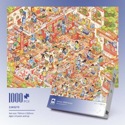 Discontinued-Vinlaa Puzzle-Pet Coffee Shop 1000 Piece Puzzle