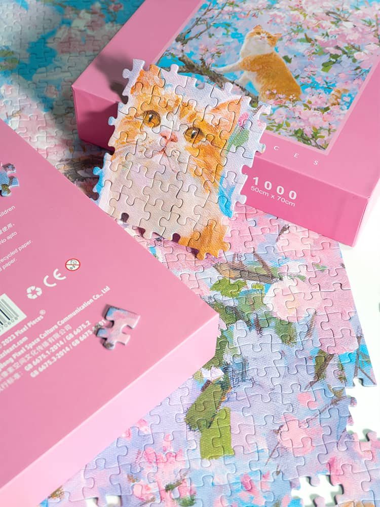 Sakura Cat (3) Pixel Pieces-Sakura Cat 1000 Piece Puzzle