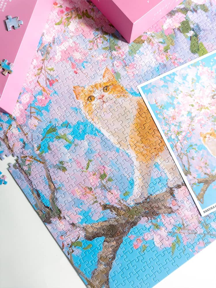 Sakura Cat (6) Pixel Pieces-Sakura Cat 1000 Piece Puzzle
