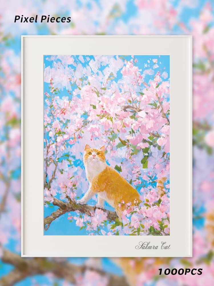 Sakura Cat (7) Pixel Pieces-Sakura Cat 1000 Piece Puzzle