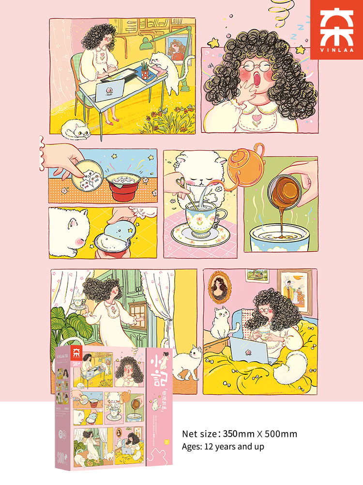 Vinlaa-Tea Time With Cat 500 Piece Puzzle