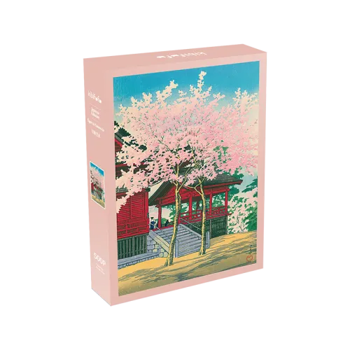 Kibifufu-Cherry Meguro Temple Jigsaw Puzzle 500pcs-Hasui Kawase