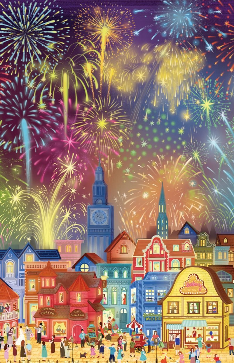 Fluorescent Jigsaw Puzzle 1000pcs-Momibook-Fireworks Are Gorgeous