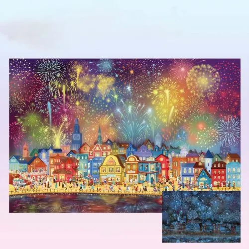 Fireworks (2) Fluorescent Jigsaw Puzzle 1000pcs-Momibook-Fireworks Are Gorgeous