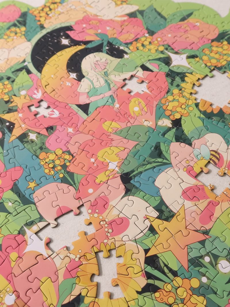 Kibifufu-Irregular Cut Jigsaw Puzzle-Green Flower 520pcs