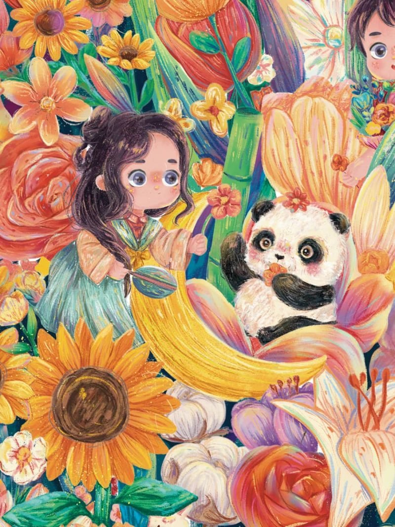 Kibifufu-Irregular Cut Jigsaw Puzzle Panda Flower 520pcs