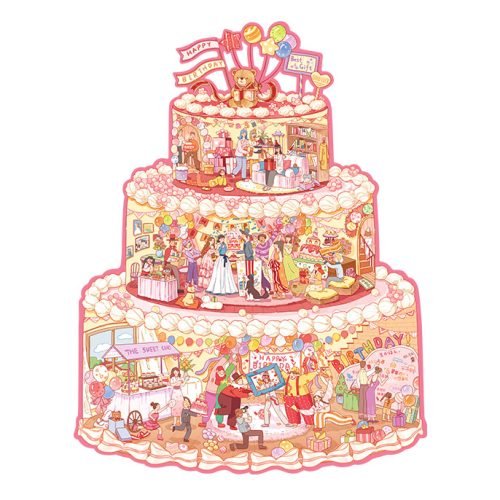 Momibook-Birthday Cake Irregular Jigsaw Puzzle 481pcs