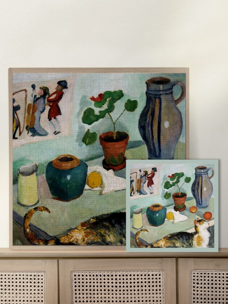 Vintage Still Life with a Cat (1) Kibifufu-Vintage Still Life with a Cat Jigsaw Puzzle 500pcs-August Robert Ludwig Macke