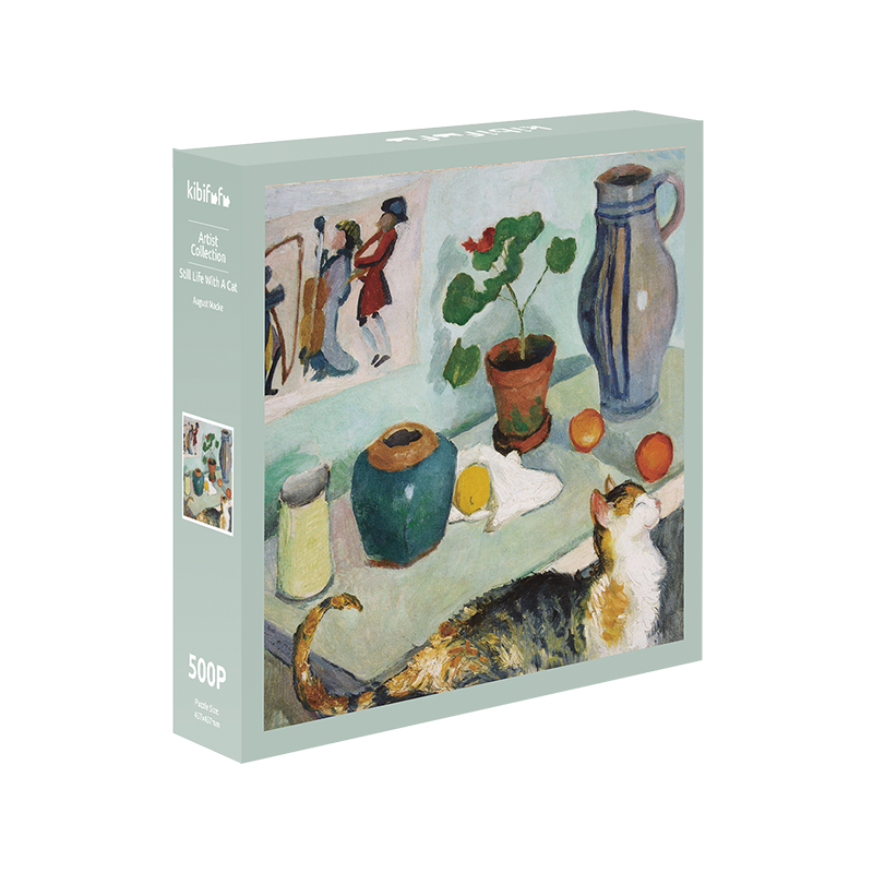 Vintage Still Life with a Cat (1) Kibifufu-Vintage Still Life with a Cat Jigsaw Puzzle 500pcs-August Robert Ludwig Macke