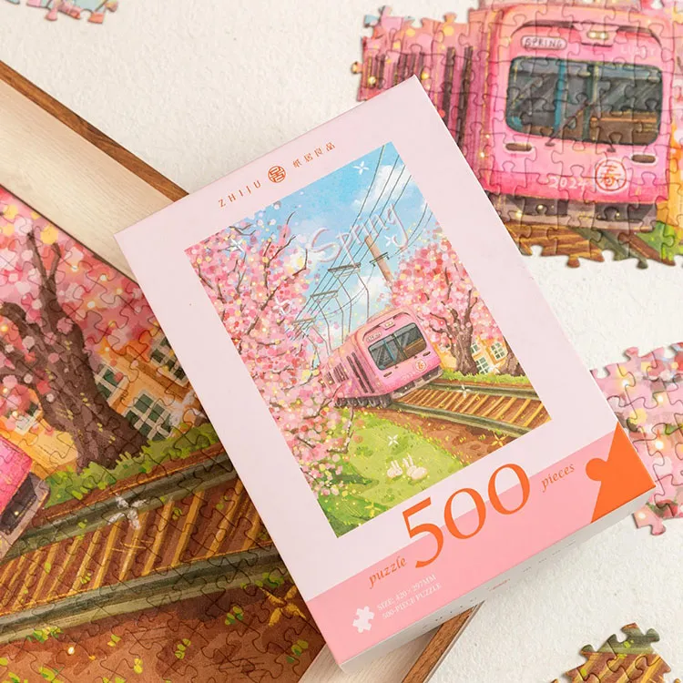 500pcs Jigsaw Puzzle-Zhiju-Sakura Train - TopPuzzleShop