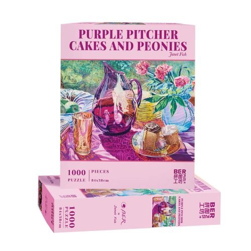 1000pcs Jigsaw Puzzle-Ber Puzzle-Purple Pitcher Cakes and Peonies-Janet Fish