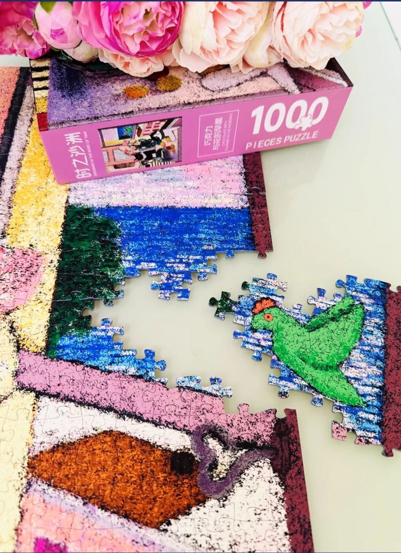 1000pcs Jigsaw Puzzle-Sandbars in the River of Time-Cat's Morning with Flowers and Chocolate