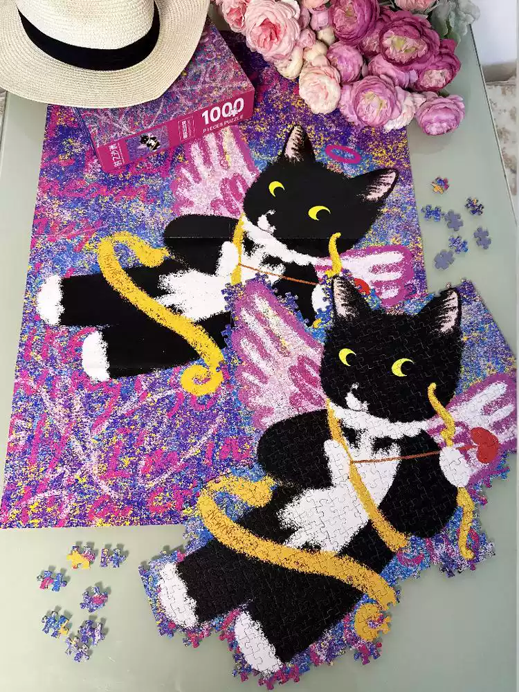 Cupid Cat Jigsaw Puzzle (2) 1000pcs Jigsaw Puzzle-Sandbars in the River of Time-Cupid Cat