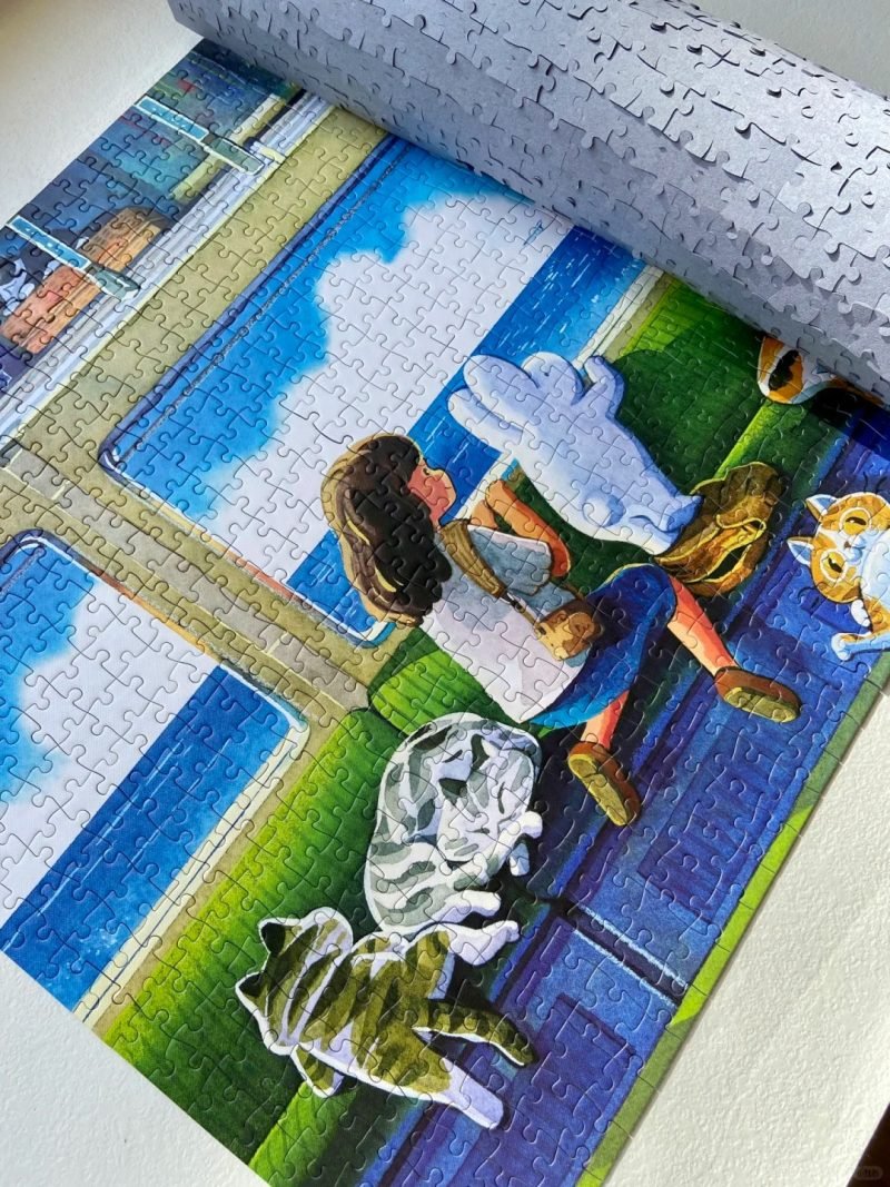 1000 Piece Puzzle-Vox Puzzle-Afu Watercolor-The Train of Blue Ocean