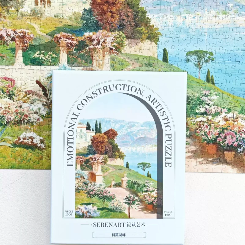 Scene of Lake Como-Alois Arnegger (1) 1000 Piece Puzzle-Seren Art-Scene of Lake Como By Alois Arnegger
