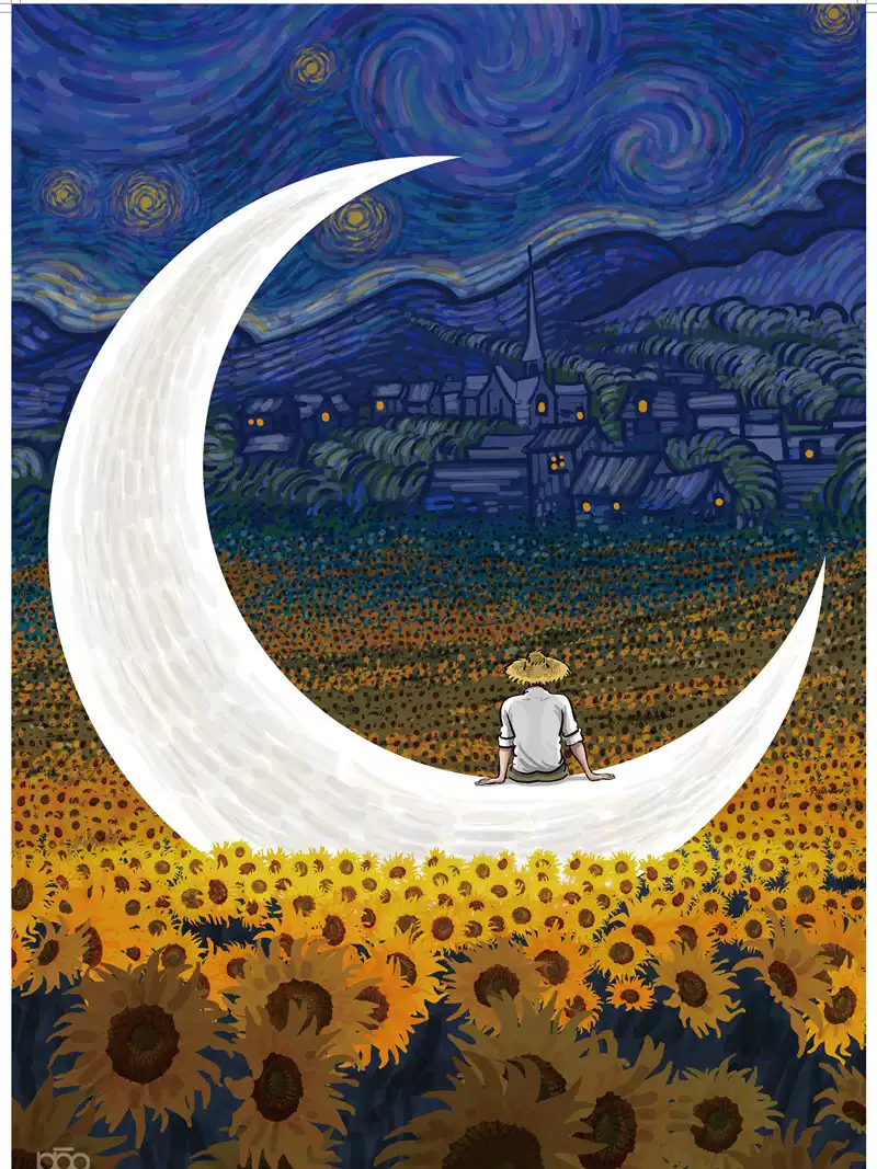 Sitting on the Moon Jigsaw Puzzle Van Gogh (3) 520 Piece Puzzle-Vox Puzzle-Van Gogh-Sitting on the Moon