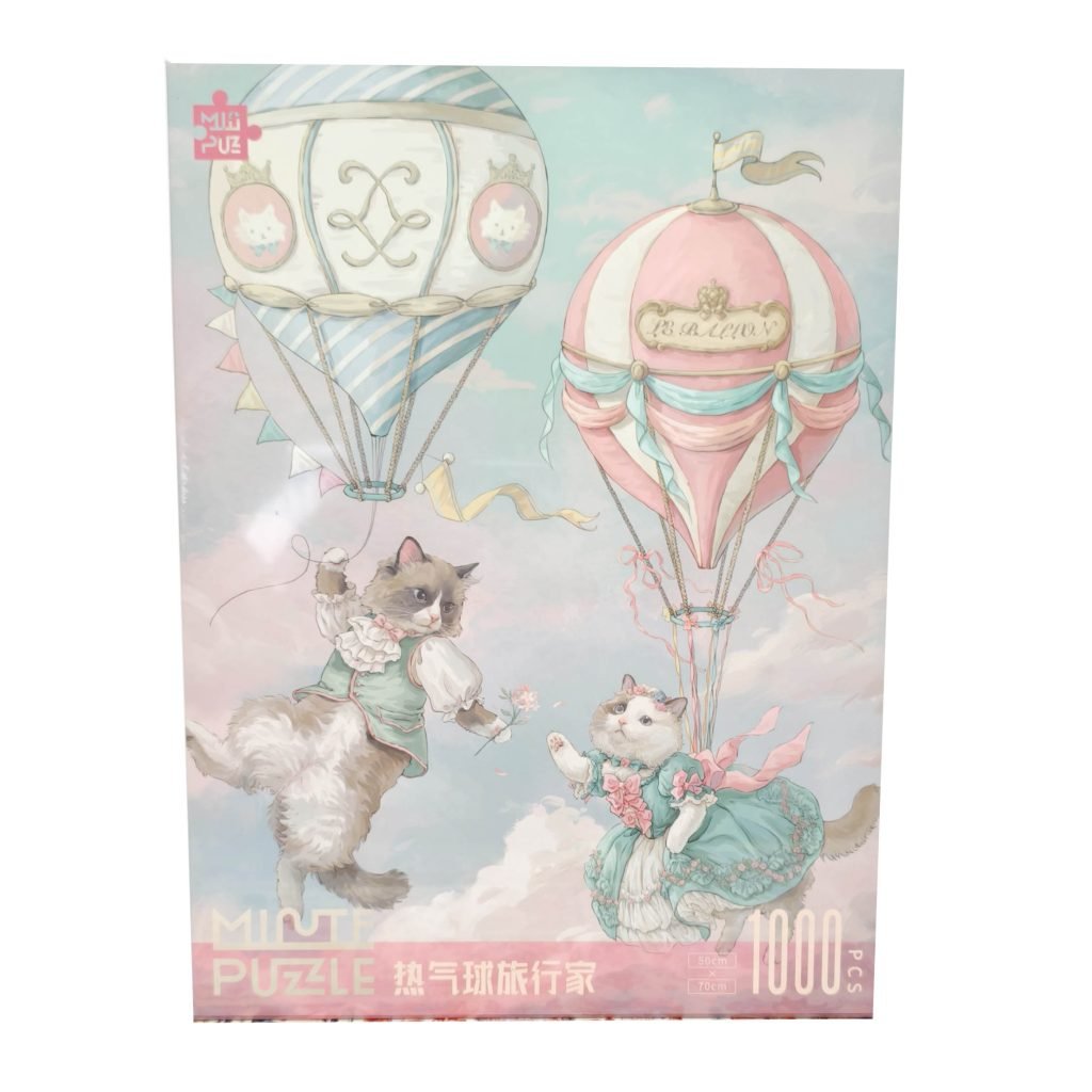 1000pcs Jigsaw Puzzle-Minute Puzzle-Cat Hot Air Balloon Traveller