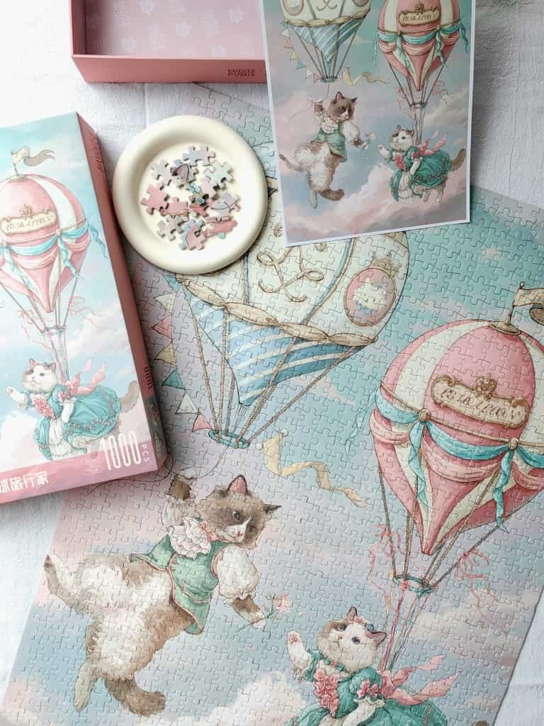 1000pcs Jigsaw Puzzle-Minute Puzzle-Cat Hot Air Balloon Traveller