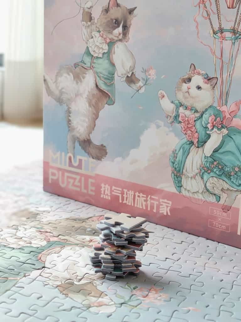 1000pcs Jigsaw Puzzle-Minute Puzzle-Cat Hot Air Balloon Traveller