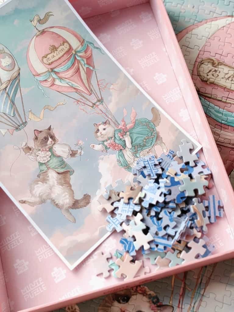 1000pcs Jigsaw Puzzle-Minute Puzzle-Cat Hot Air Balloon Traveller