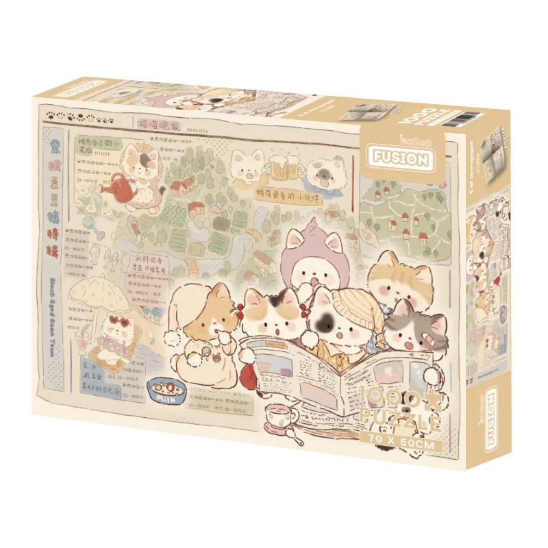 Cat Newspaper Discontinued-1000pcs Jigsaw Puzzle-Botop Fusion-Cat Newspaper