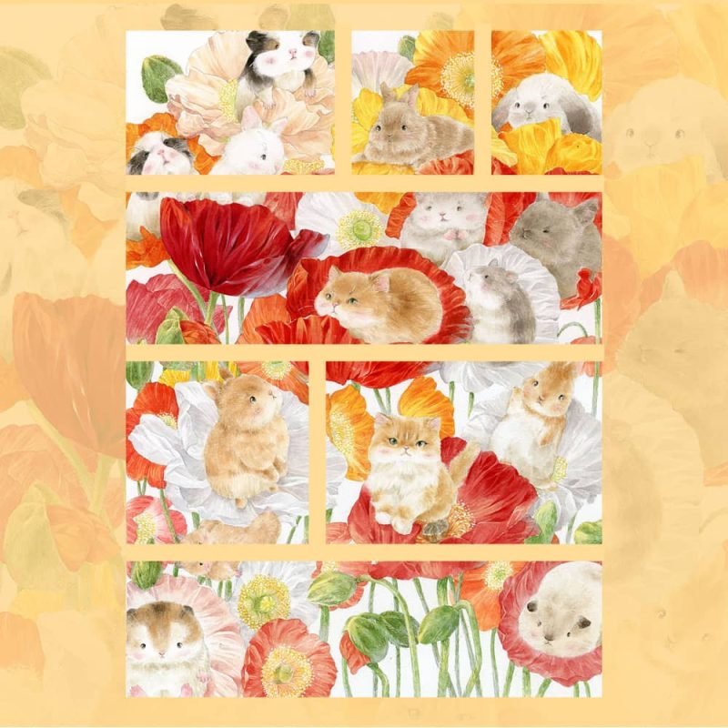 1000pcs Jigsaw Puzzle-Minute Puzzle-Cute Animals on Flowers