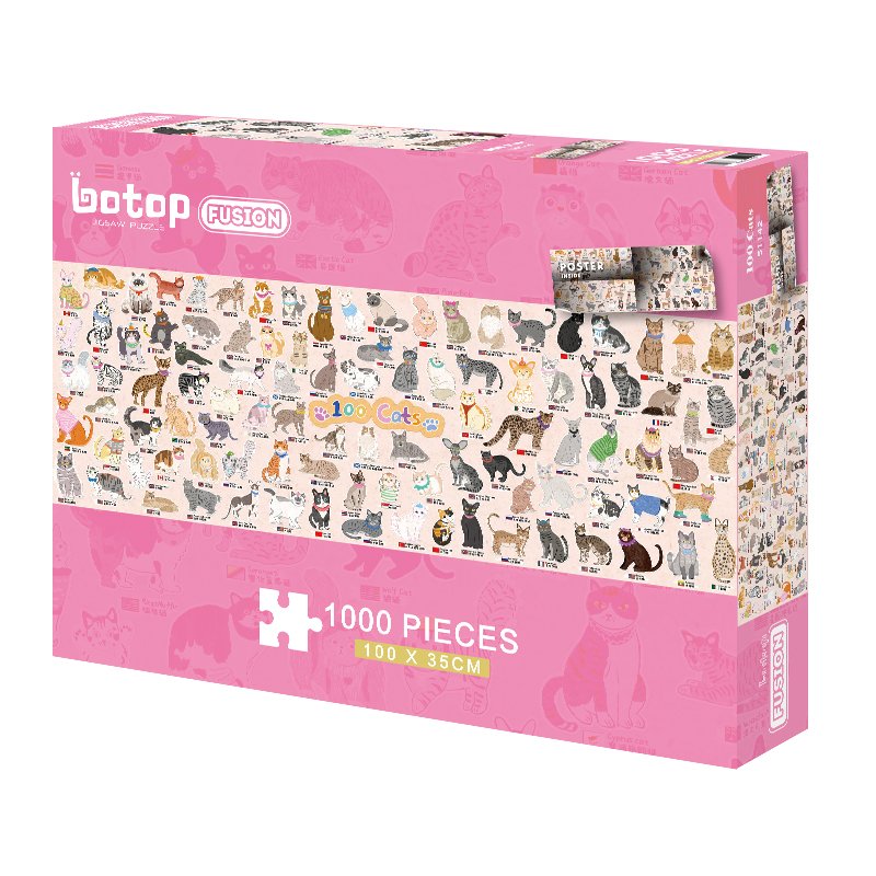 1000pcs Jigsaw Puzzle-Botop Fusion-100 Cats