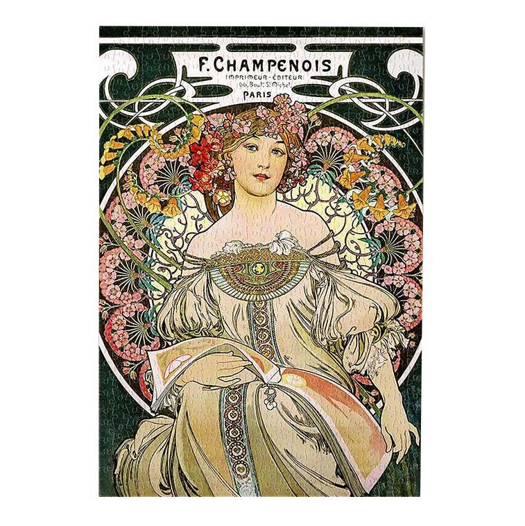 3D Jigsaw Puzzles For Adults 696pcs-3djp-Alfons Mucha Poster F. Champenois 1897-Frameless Puzzle