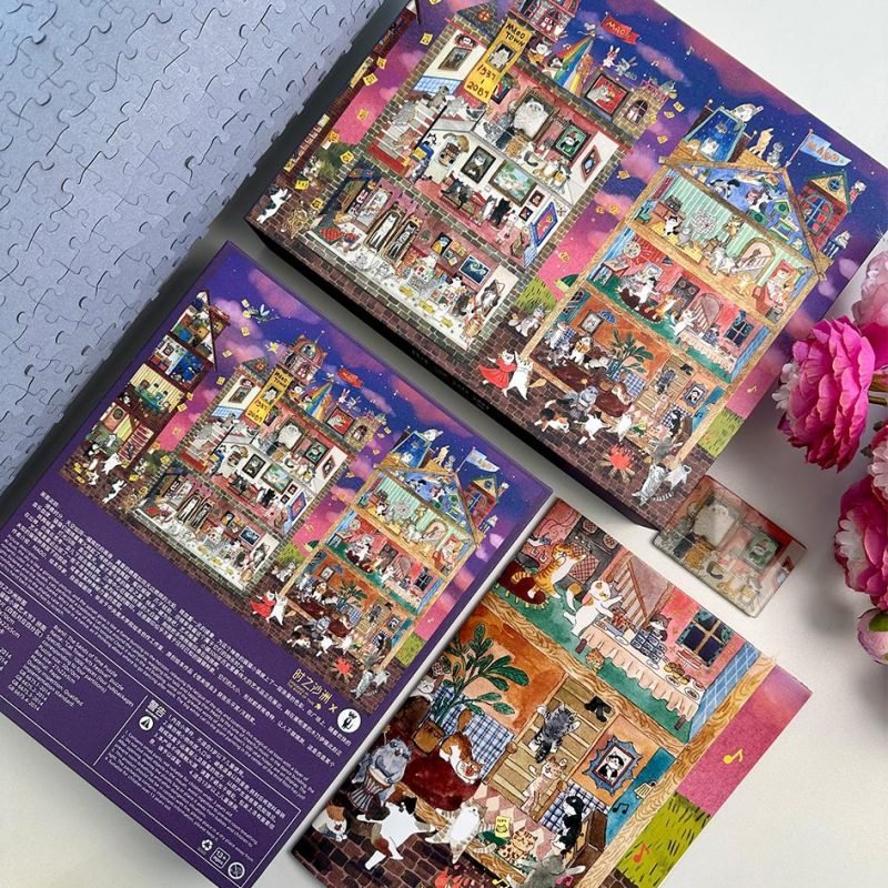 1000pcs Jigsaw Puzzle-Sandbars in the River of Time-Cat Town Art Festival