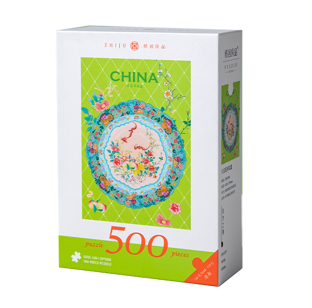 Plate with Eight Treasures and Floral Pattern-500pcs Puzzle-Zhiju
