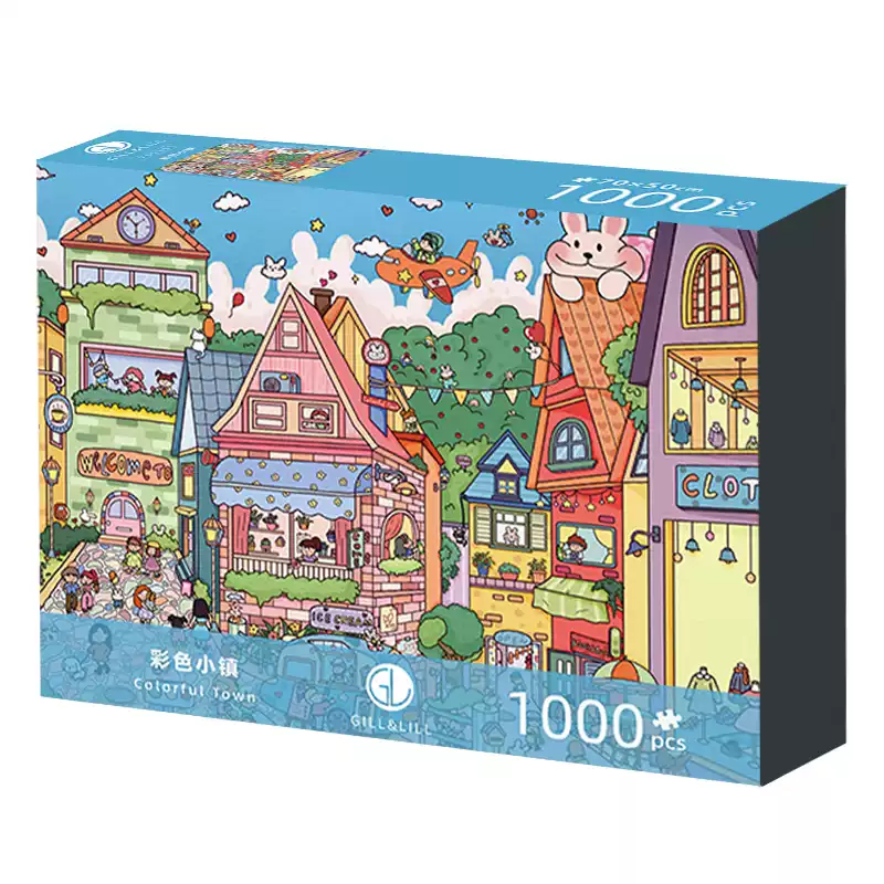 colorful town puzzle (1) GILL LILL-1000pcs Jigsaw Puzzle-Colorful Town