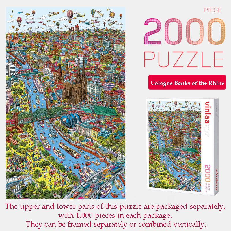 Cologne, banks of the Rhine 2000pcs Jigsaw Puzzle-Vinlaa-Cologne, banks of the Rhine