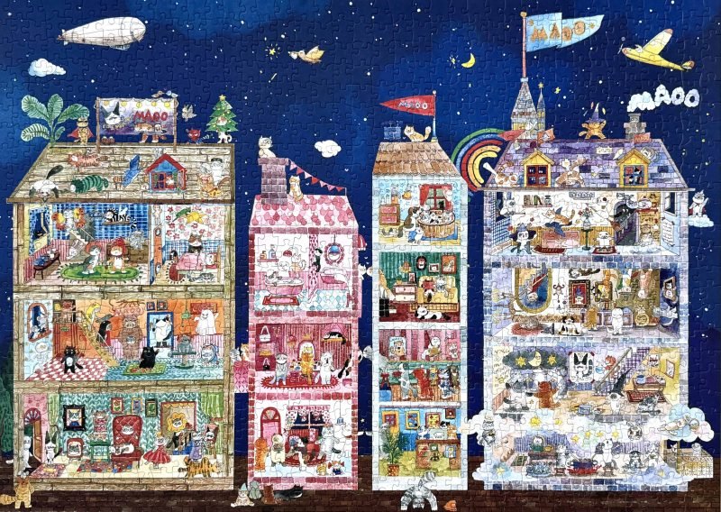 1000pcs Jigsaw Puzzle-Watch Match-Kitties's Joyful Night
