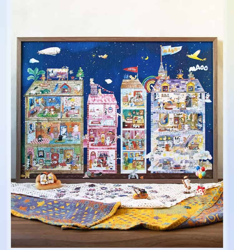 1000pcs Jigsaw Puzzle-Watch Match-Kitties's Joyful Night