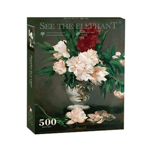 500pcs Jigsaw Puzzle-See the Elephant-Peonies In a Vase