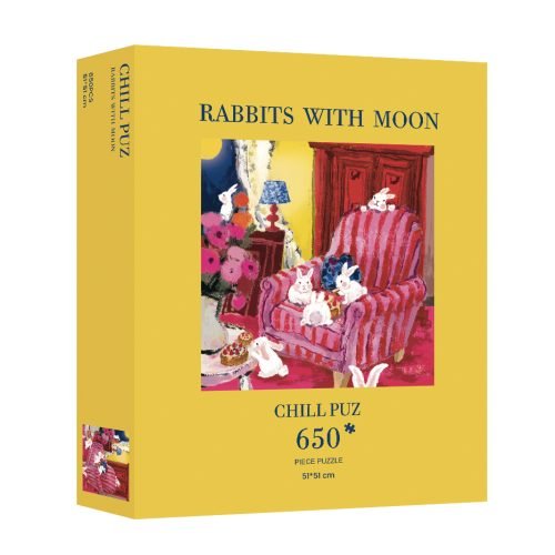 650 Piece Puzzle-Chill Puz-Rabbits with Moon