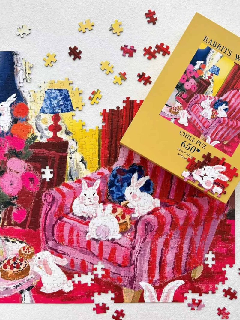 650 Piece Puzzle-Chill Puz-Rabbits with Moon