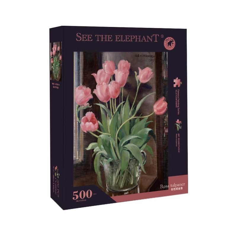 500pcs Jigsaw Puzzle-See the Elephant-Rosa Tulpaner