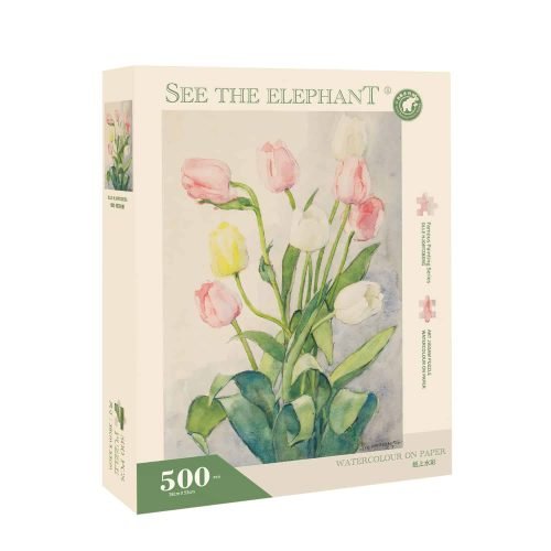 500pcs Jigsaw Puzzle-See the Elephant-Watercolour on Paper