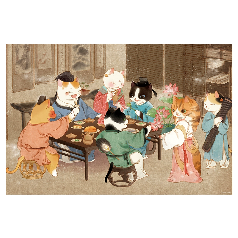 Momibook-Cat Elegant Banquet-1000 Piece Jigsaw Puzzle