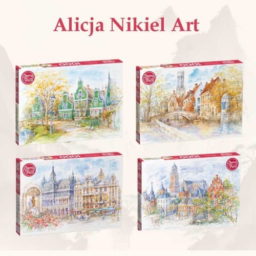Cherry Pazzi-1000pcs Jigsaw Puzzle-Watercolor Architecture Series by Alicja Nikiel
