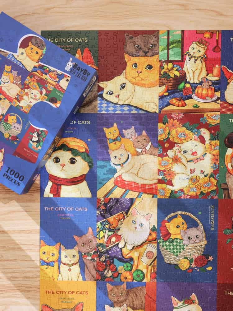1000pcs Plastic Jigsaw Puzzle-Bayby-City of Cats