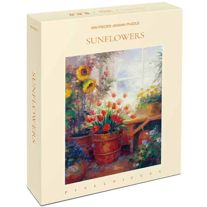Pixel Pieces-500 Piece Puzzle-Sunflower