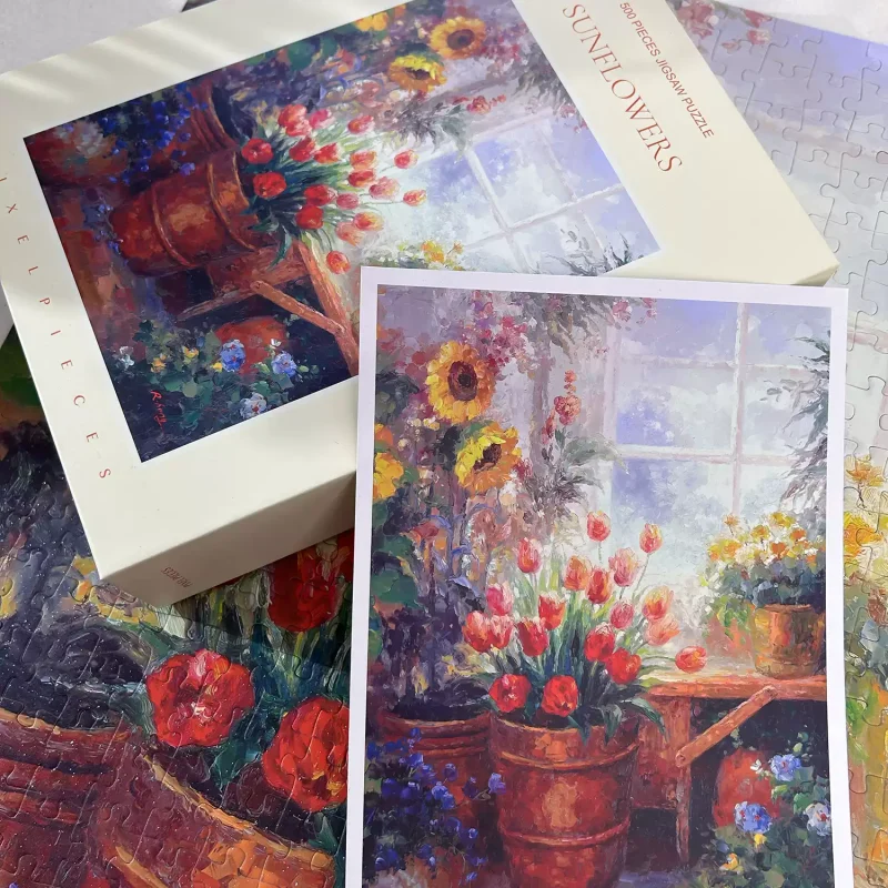 Pixel Pieces-500 Piece Puzzle-Sunflower