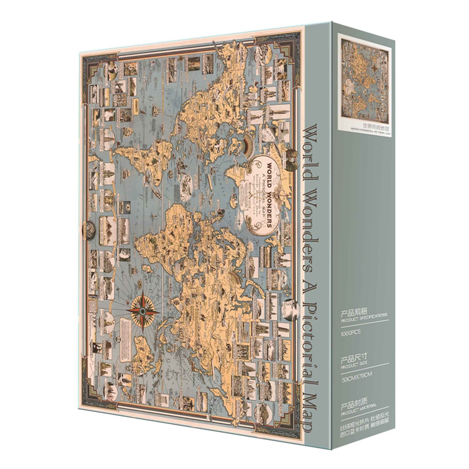 1000pcs Jigsaw Puzzle-PuzPlaz-World Wonders A Pictorial Map