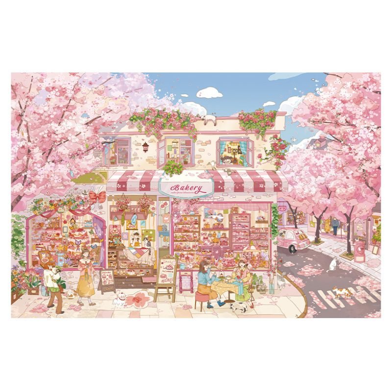 A street full of cherry blossoms Momibook-A street full of cherry blossoms-1000 Piece Jigsaw Puzzle