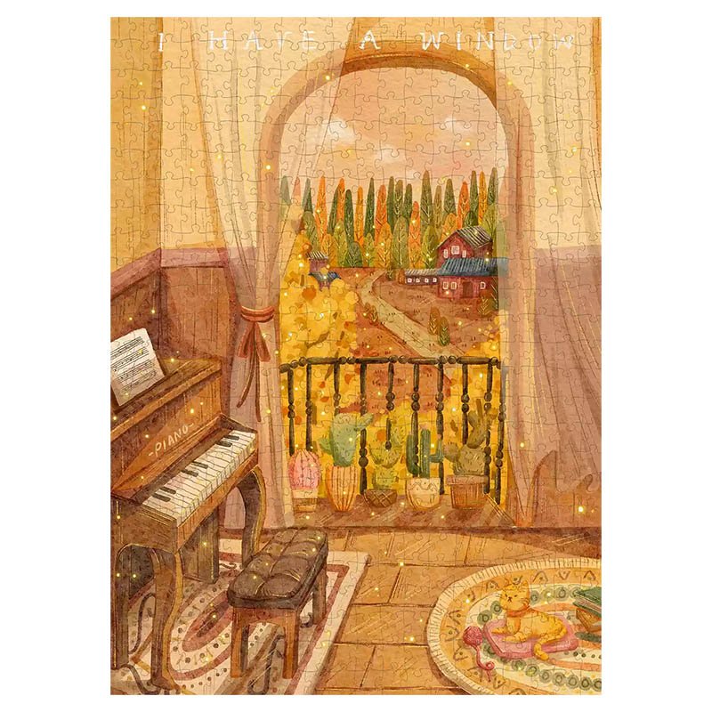Happy Puzzle-500 Piece Puzzle-Autumn Window