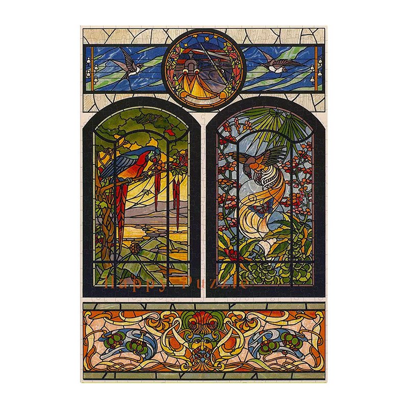 Happy Puzzle-500 Piece Puzzle-Stained-glass Window